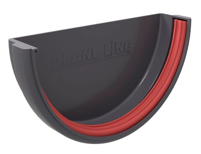 Заглушка желоба ПВХ Grand Line (графит) 120 мм.