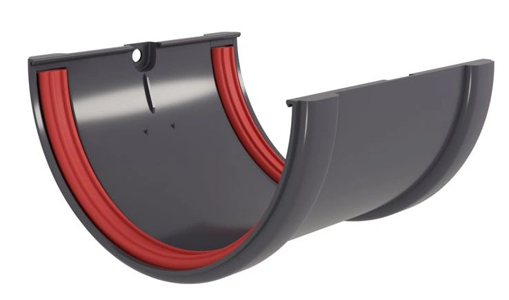 Соединитель желобов ПВХ Grand Line (графит) 120 мм.