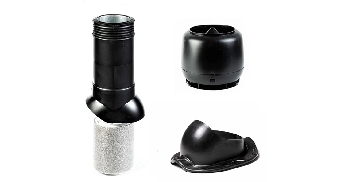 Комплект Starke труба вентиляционная D-125мм, проходной элемент, колпак для м/ч монтерей черный