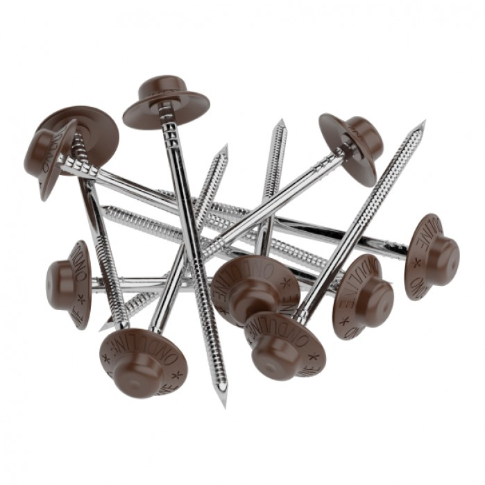 Гвозди ОНДУЛИН цвет КОРИЧНЕВЫЙ цинк+ПНД (100 шт/упак)