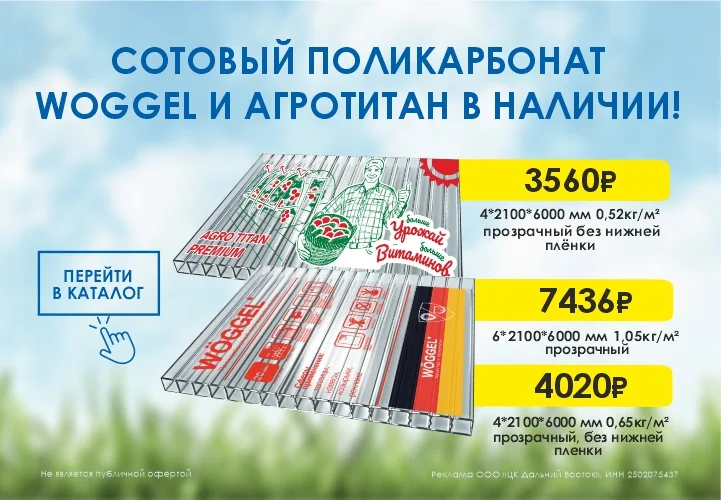 Сотовый поликарбонат -10% в Благовещенске